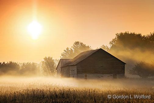 Barn In Misty Sunrise_24585-6.jpg - Photographed near Smiths Falls, Ontario, Canada.